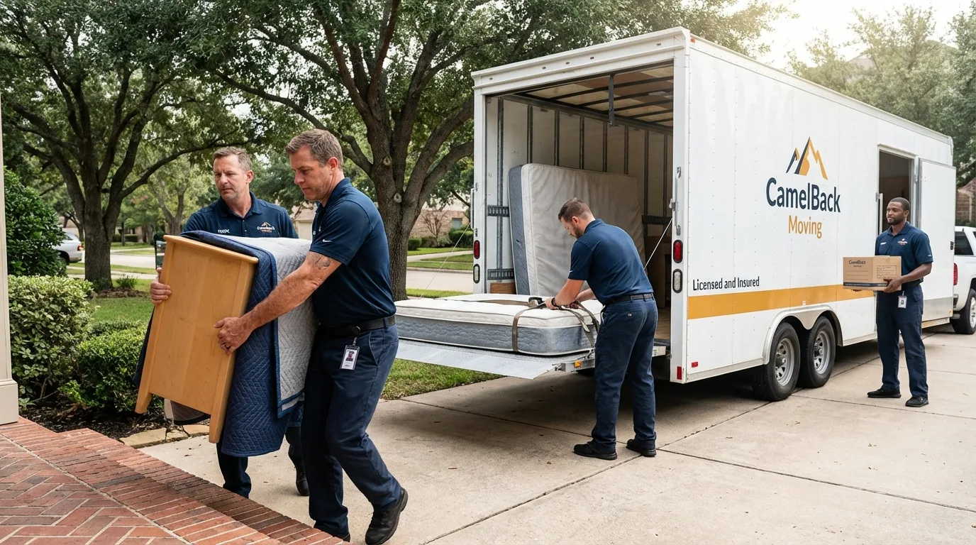 Crew loading residential truck for cross-state move from Arenas Valley, NM