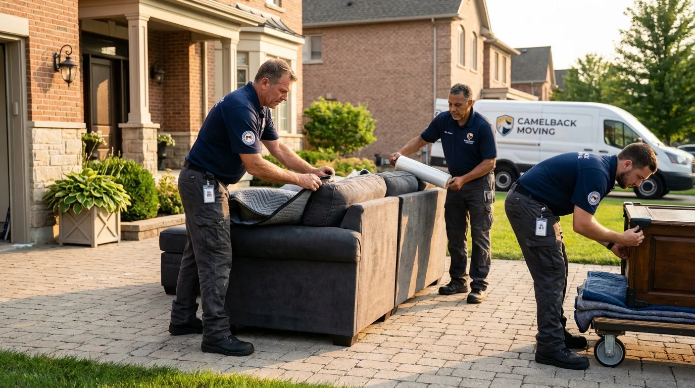 Large estate moving crew wrapping furniture in Arenas Valley, NM
