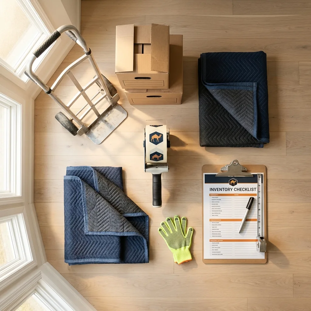Professional moving supplies and packing materials layout for Arenas Valley residential relocations